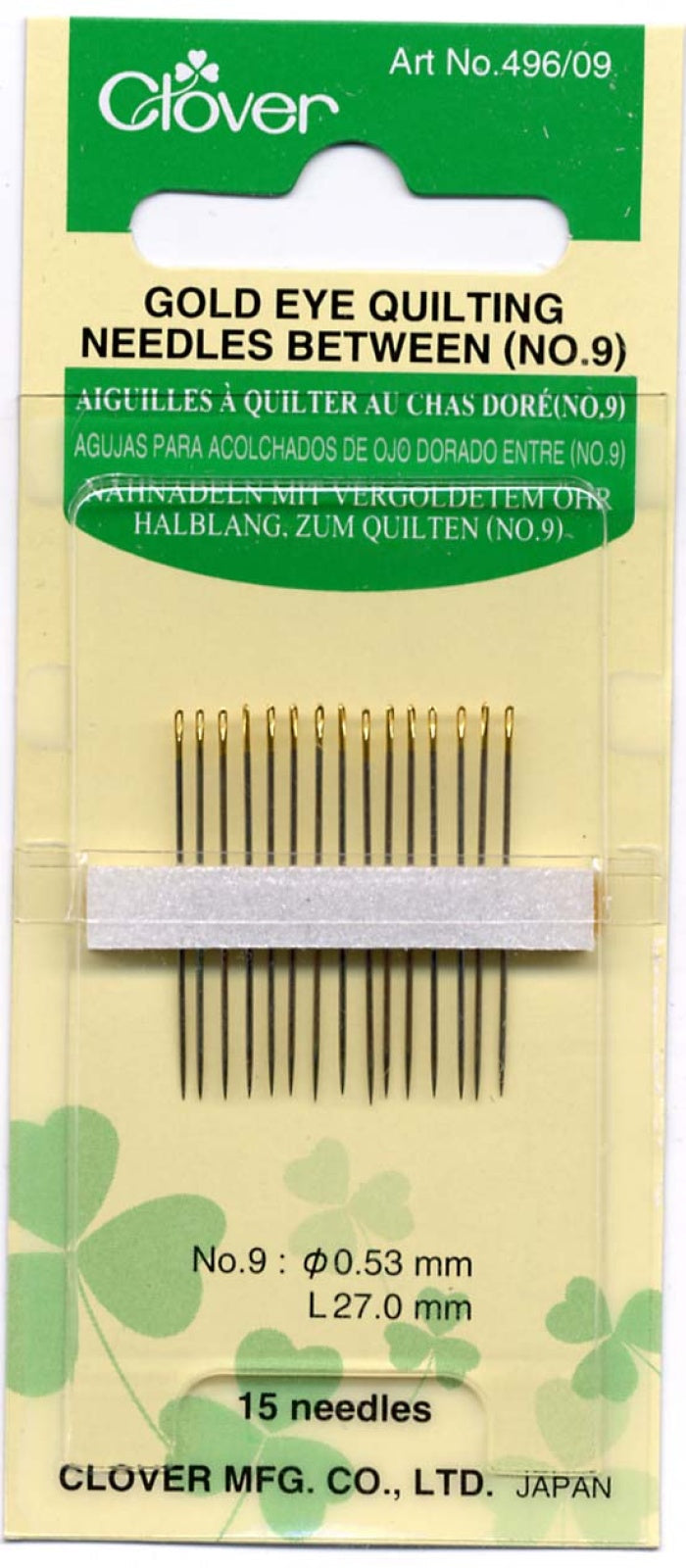 Gold Eye Between / Quilting Needles Size 9 15ct