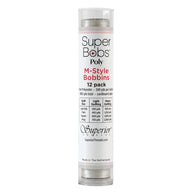 Super Bobs Poly #623 Silver (M-Style) 12 pack pre-wound bobbins