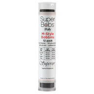 Super Bobs Poly #625 Black (M-Style) 12 pack pre-wound bobbins