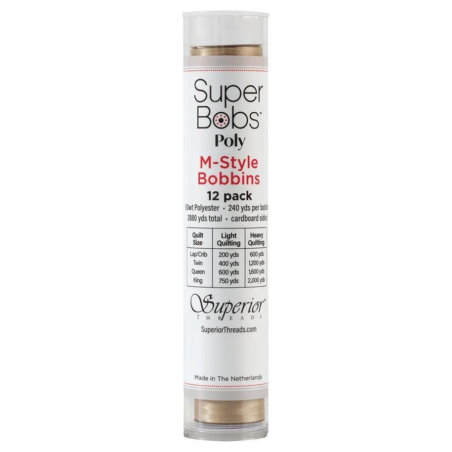 Super Bobs Poly #653 Beach (M-Style) 12 pack pre-wound bobbins