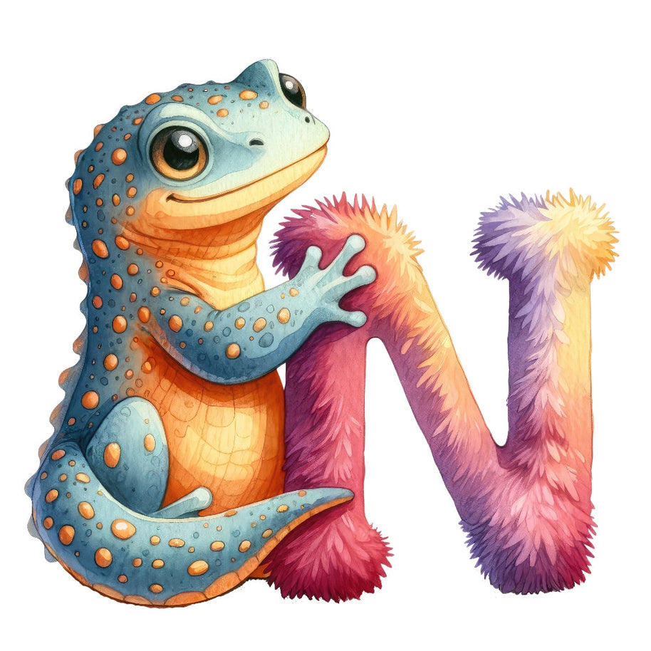 Animal Newt Letter N Fabric Panel