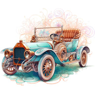 Art Nouveau Retro Cars Fabric Panel 19