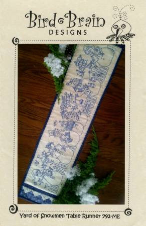 Yard of Snowmen Table Runner Machine Embroidery USB