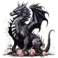 Black Gothic Dragon Fabric Panel 3