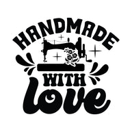 Black and White Handmade with Love Fabric Panel