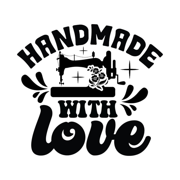 Black and White Handmade with Love Fabric Panel