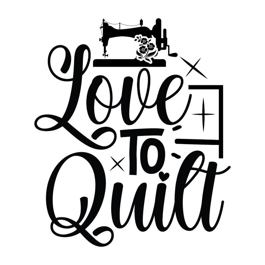Black and White Love to Quilt Fabric Panel