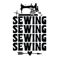 Black and White Sewing Sewing Sewing Fabric Panel