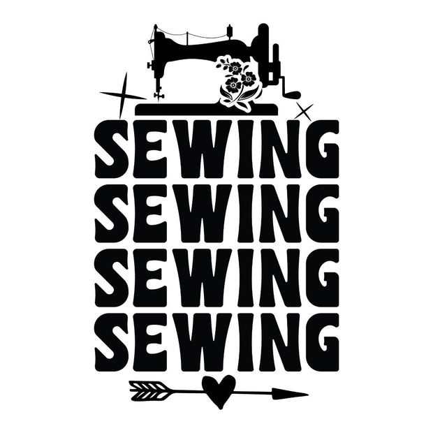 Black and White Sewing Sewing Sewing Fabric Panel