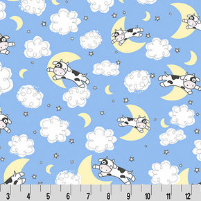Blue Goodnight Farm Over The Moon Quilting Cuddle Fabric Per Yard