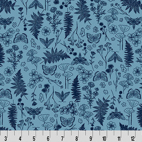 Blue Whispering Blooms Faegrove Quilting Cuddle Fabric Per Yard