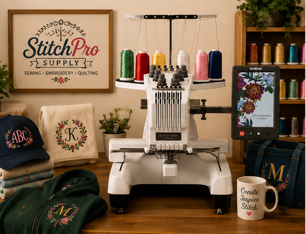 Brother Entrepreneur PR680W 6-Needle Embroidery Machine | Professional Multi-Needle Embroidery System