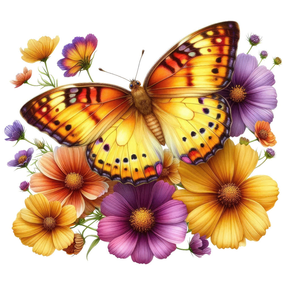 Butterflies and Flowers Fabric Panel 5