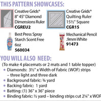 Split Diamond Table Topper - 4 Placemats or 2 Mats and 1 Table Topper