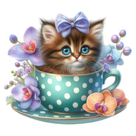 Cats in Tea Cups Fabric Panel 3