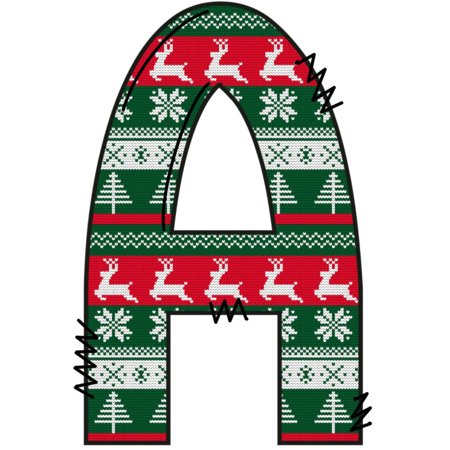 Christmas Sweaters Letter A Fabric Panel