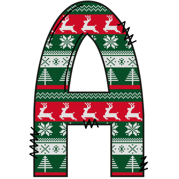 Christmas Sweaters Letter A Fabric Panel