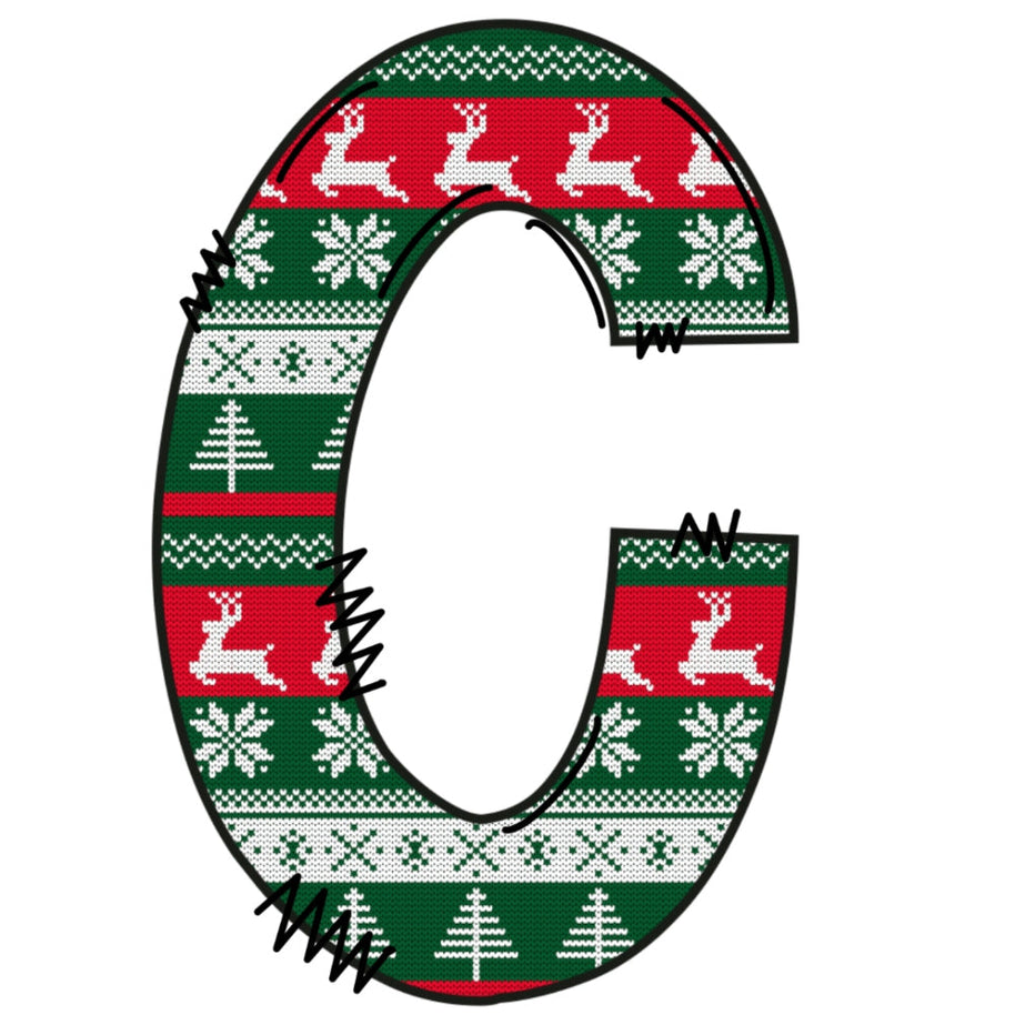 Christmas Sweaters Letter C Fabric Panel