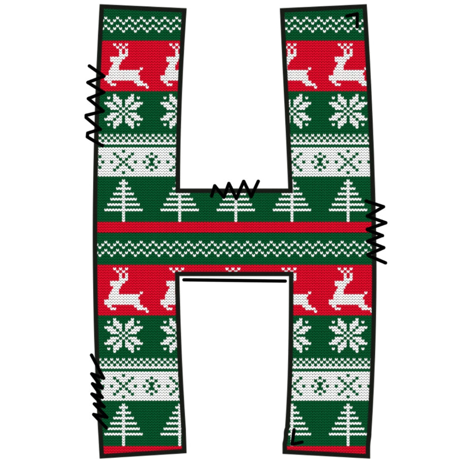 Christmas Sweaters Letter H Fabric Panel
