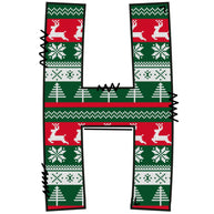 Christmas Sweaters Letter H Fabric Panel