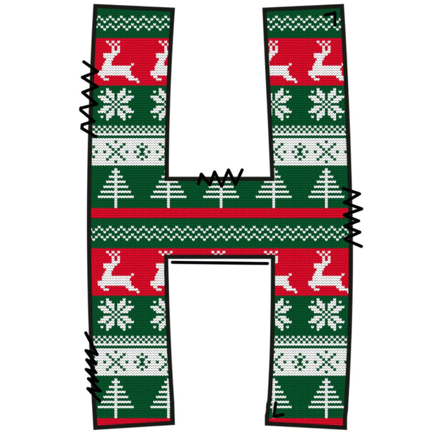 Christmas Sweaters Letter H Fabric Panel