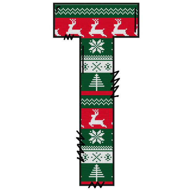 Christmas Sweaters Letter T Fabric Panel