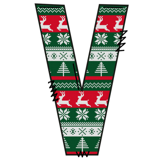 Christmas Sweaters Letter V Fabric Panel
