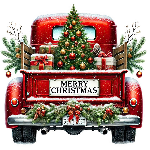Christmas Trucks Fabric Panel 1