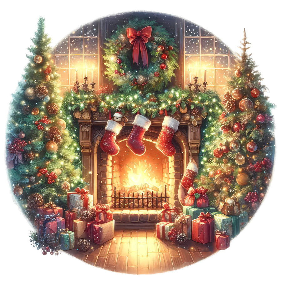 Christmas Winter Scene 26 Fabric Panel