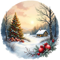 Christmas Winter Scene 2 Fabric Panel