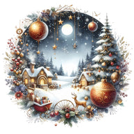 Christmas Winter Scene 30 Fabric Panel