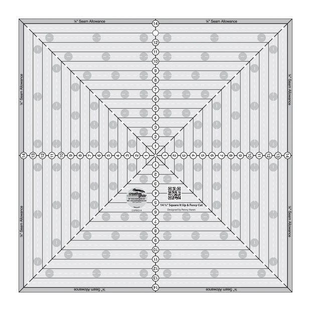 Creative Grids 14-1/2in Square It Up or Fussy Cut Square Quilt Ruler