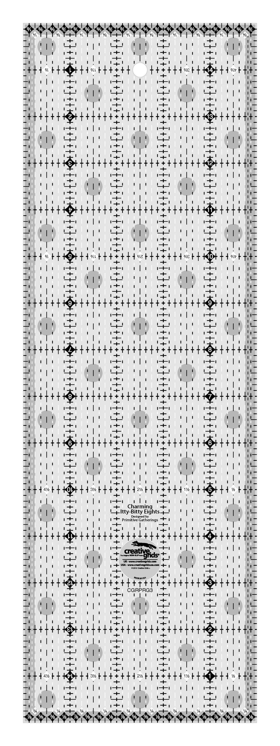 Creative Grids Charming Itty-Bitty Eights 5in x 15in Quilt Ruler