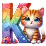 Cute Cats Letter K Fabric Panel