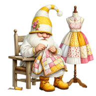 Cute Sewing Gnomes Fabric Panel 13