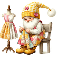 Cute Sewing Gnomes Fabric Panel 16