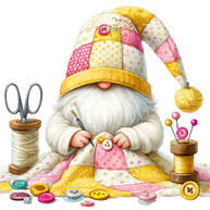 Cute Sewing Gnomes Fabric Panel 19