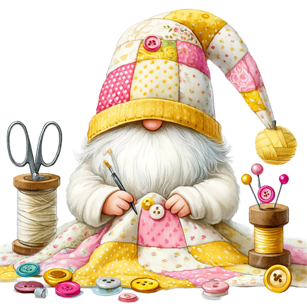 Cute Sewing Gnomes Fabric Panel 19