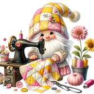 Cute Sewing Gnomes Fabric Panel 20