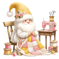 Cute Sewing Gnomes Fabric Panel 21