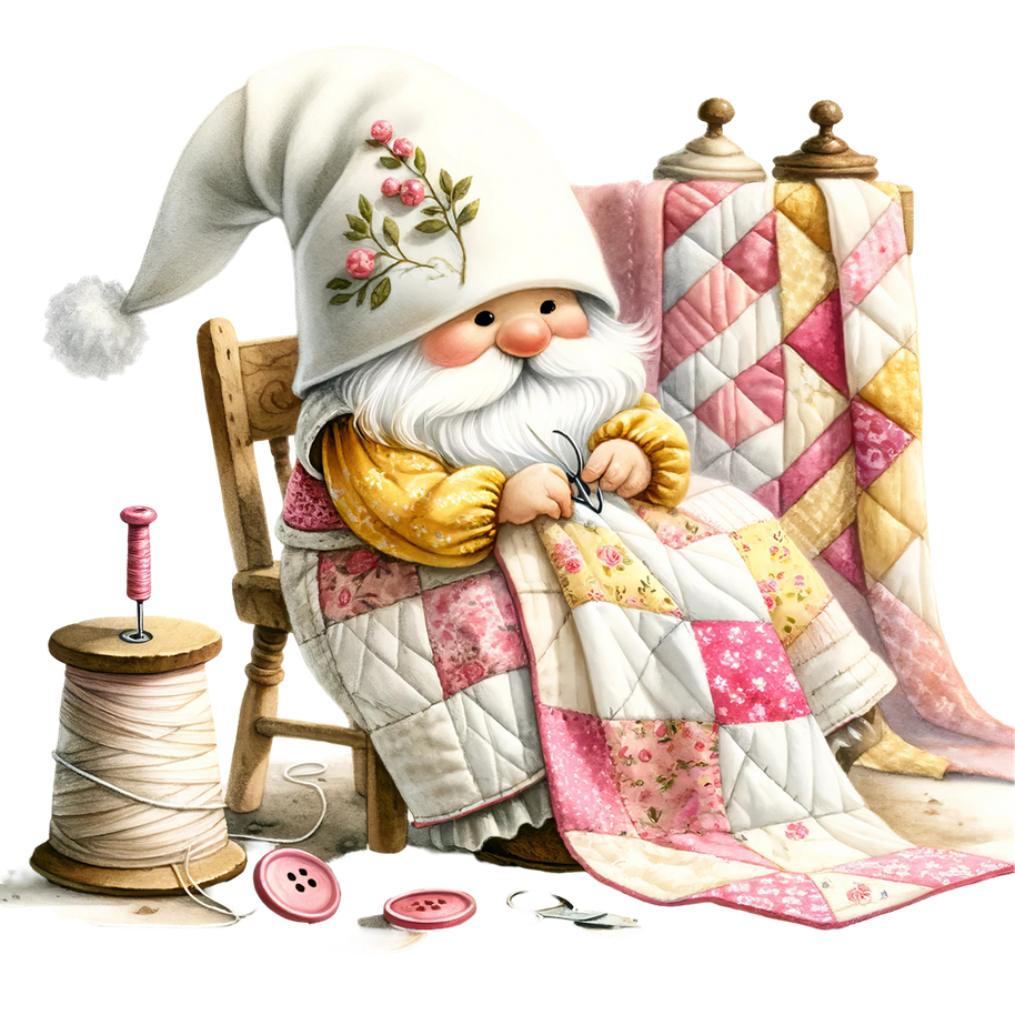 Cute Sewing Gnomes Fabric Panel 22