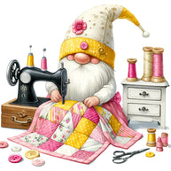 Cute Sewing Gnomes Fabric Panel 4