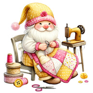 Cute Sewing Gnomes Fabric Panel 6