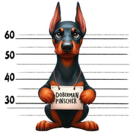Doggie Mugshots Doberman Pinscher Fabric Panel