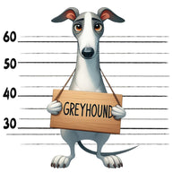 Doggie Mugshots Greyhound Fabric Panel
