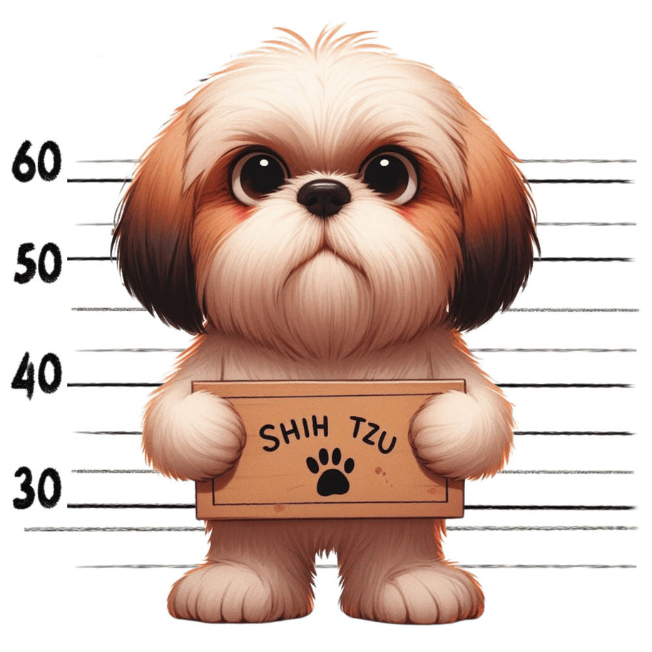 Doggie Mugshots Shih Tzu Fabric Panel