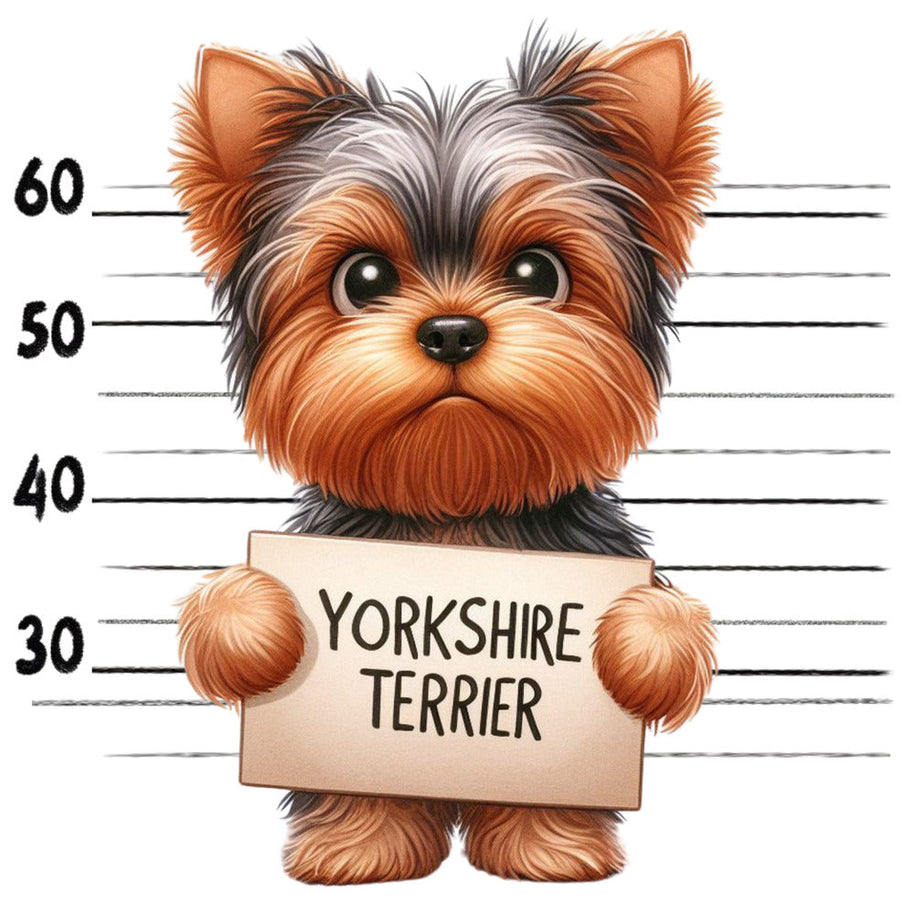 Doggie Mugshots Yorkshire Terrier Fabric Panel