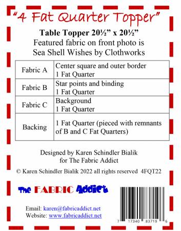 4 Fat Quarter Topper Pattern