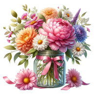 Flowers in a Jar Fabric Panel 9