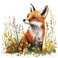 Foxes in Wildflowers Fabric Panel 1